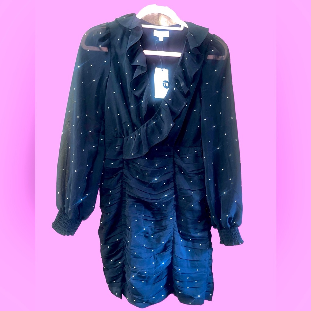 🆕#152-A loves A, Ruffle Black Mini dress NWT, Size XS